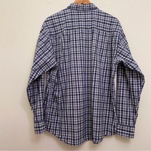 LEVI’S button down shirt light plaid 100% cotton blue white L long sleeves - Picture 3 of 9